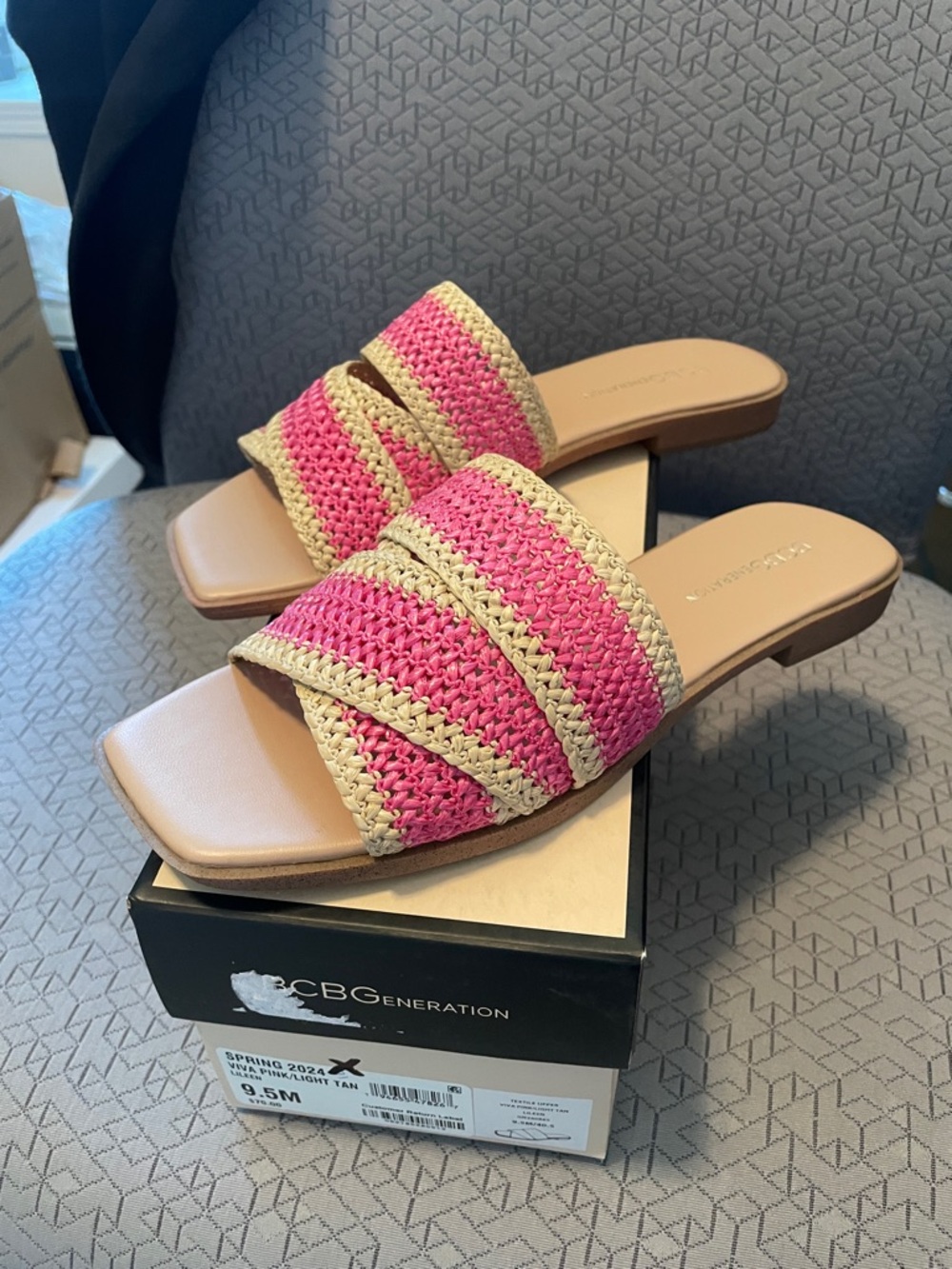 NEW in Box BCBGeneration LILEEN BRAIDED SANDAL IN VIVA PINK-LIGHT TAN. Size 9.5
